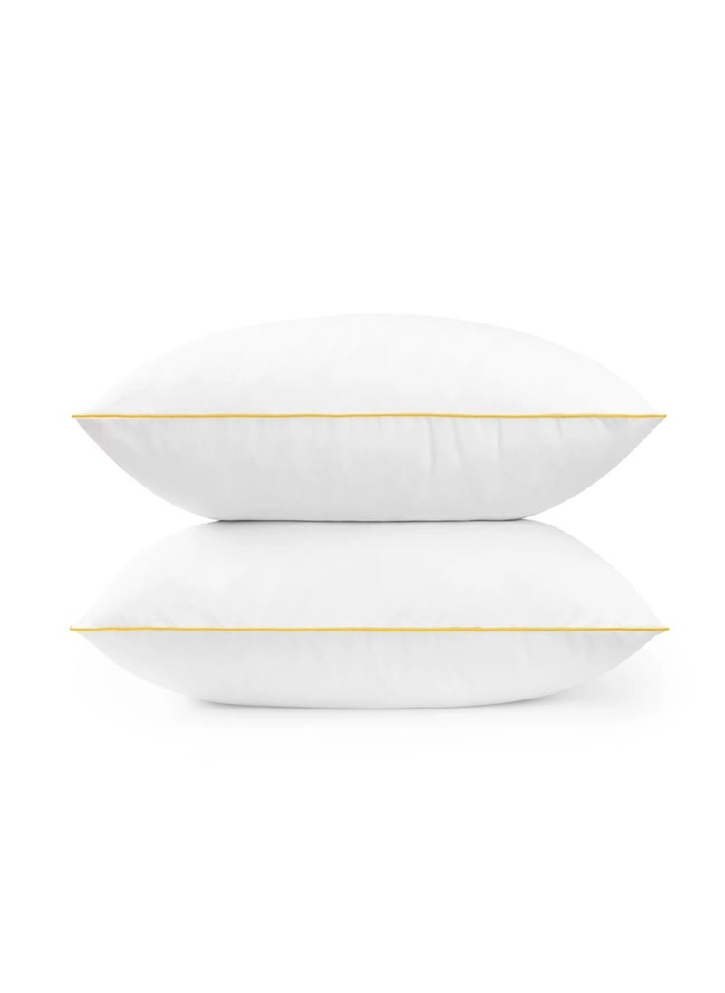 2 Piece Pack Cotton Bed Pillow - Single Piping Cotton Pillow 50x70cm Made in Uae