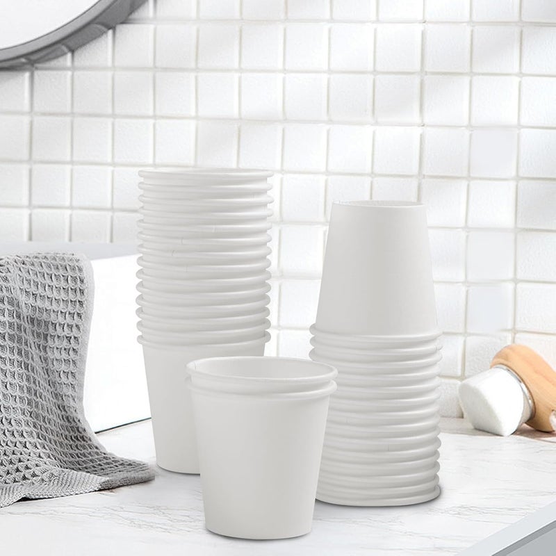Clawsoff 100 Pack 3 oz Paper Cups White, Small Mouthwash Cups 3 OZ, Mini Disposable Bathroom Cups, Paper Cups 3 Ounce for Bathroom, Supermarket, Birthday Party, Travel, Events, Picnic, BBQ - Image 2