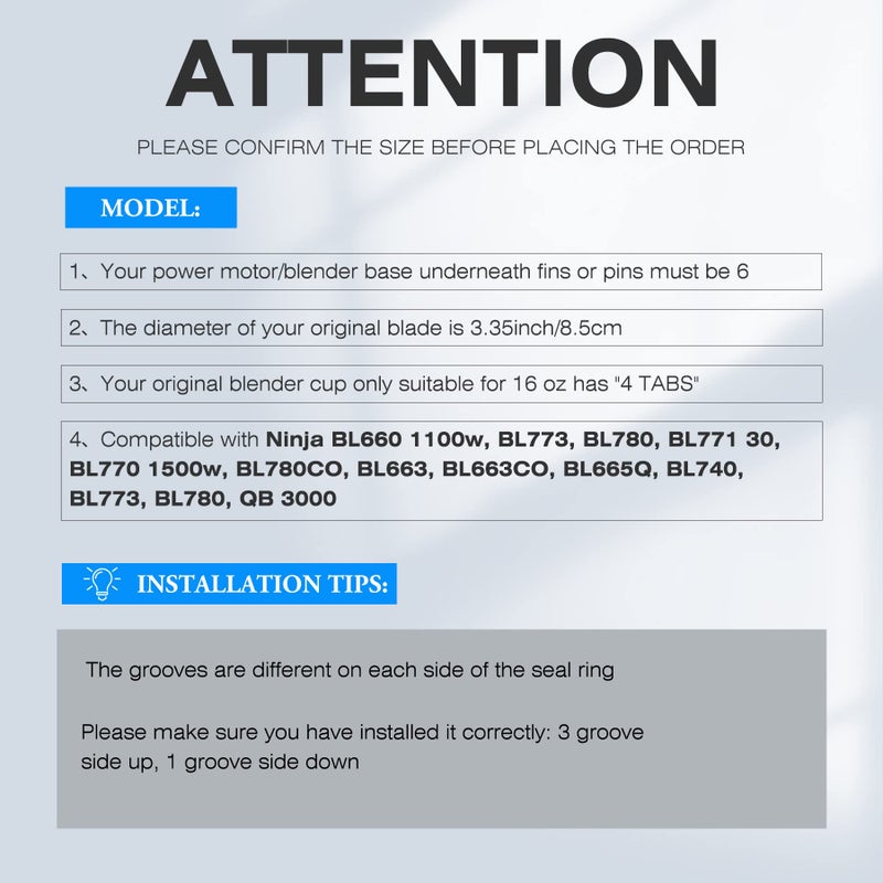 Prokitchen 6PCS Blender Sealing Gasket for Ninja Blender Replacement Parts, 3.2 Inch Rubber Gaskets Seal O-Ring for 6 Fins Blender Blade Attachments for Ninja BL770 1500w BL660 1100w BL780 BL771 30 - Image 3