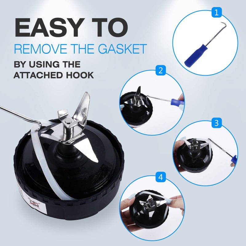 Prokitchen 6PCS Blender Sealing Gasket for Ninja Blender Replacement Parts, 3.2 Inch Rubber Gaskets Seal O-Ring for 6 Fins Blender Blade Attachments for Ninja BL770 1500w BL660 1100w BL780 BL771 30 - Image 4