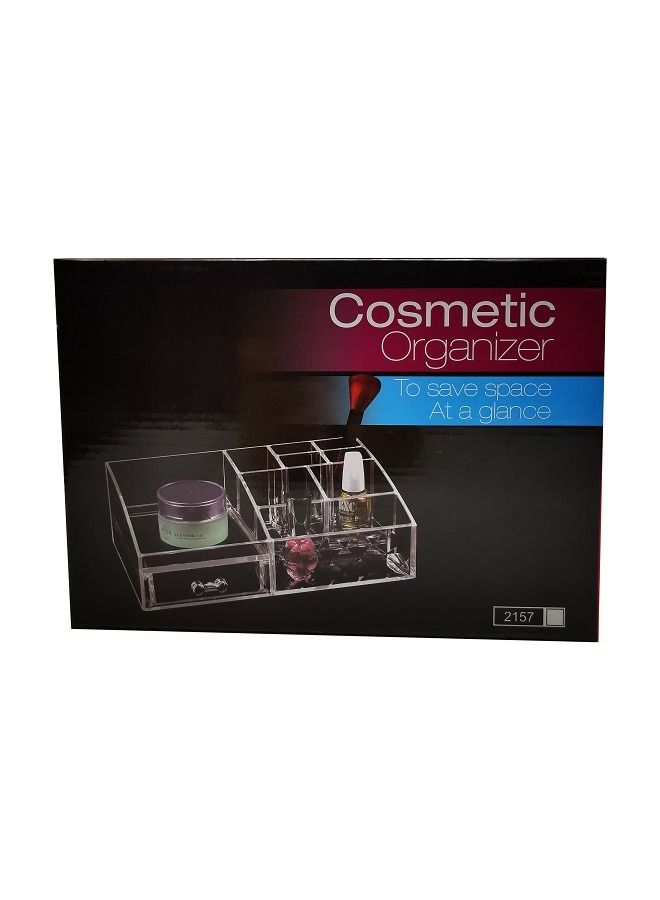 asmat صندوق تجميل شفاف مع أدراج من الأكريليك منظم مكياج قسم تخزين المجوهرات علبة عرض لأدوات مكياج الفتيات ( 25 x 16 سم) - Image 5
