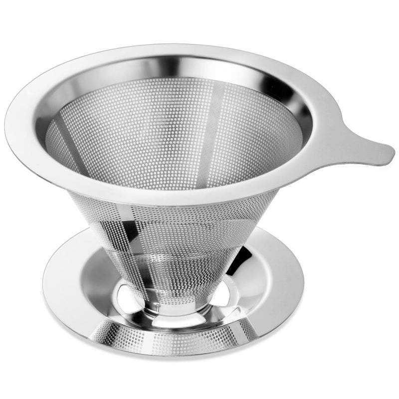 ANNMEXX Upgraded Pour Over Coffee Filter Coffee Dripper Paperless Mess Stainless Steel Coffee Filter Maker One to Two Cup Keeping Nature Coffee Flavour Easy to Use and Clean Large
