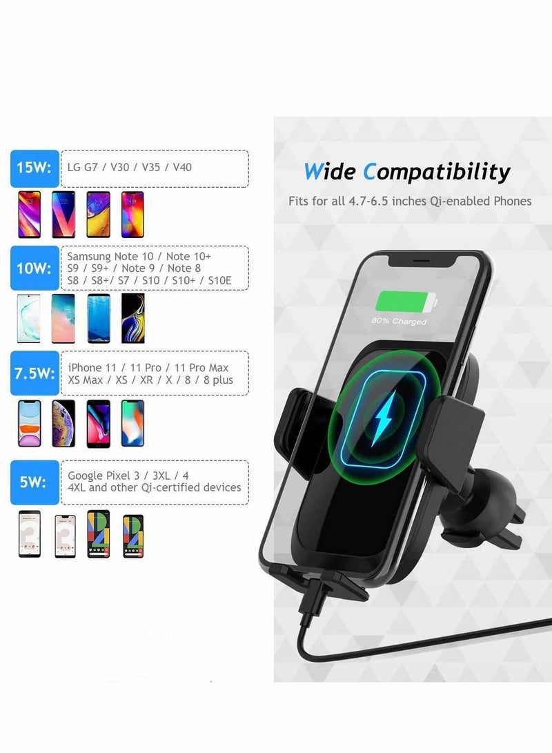Excefore Wireless Car Charger Qi 15W Fast in Automatic Sensor Phone Holder Vent Mount Dashboard Mount/Cradle Compatible for iPhone 11 12 13 14 Pro Max X XS Plus S20 S21 - Image 5