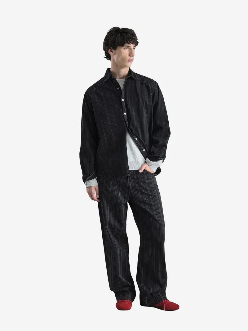 جيستو GIESTO Striped Snap-Button Long Sleeve Shirt