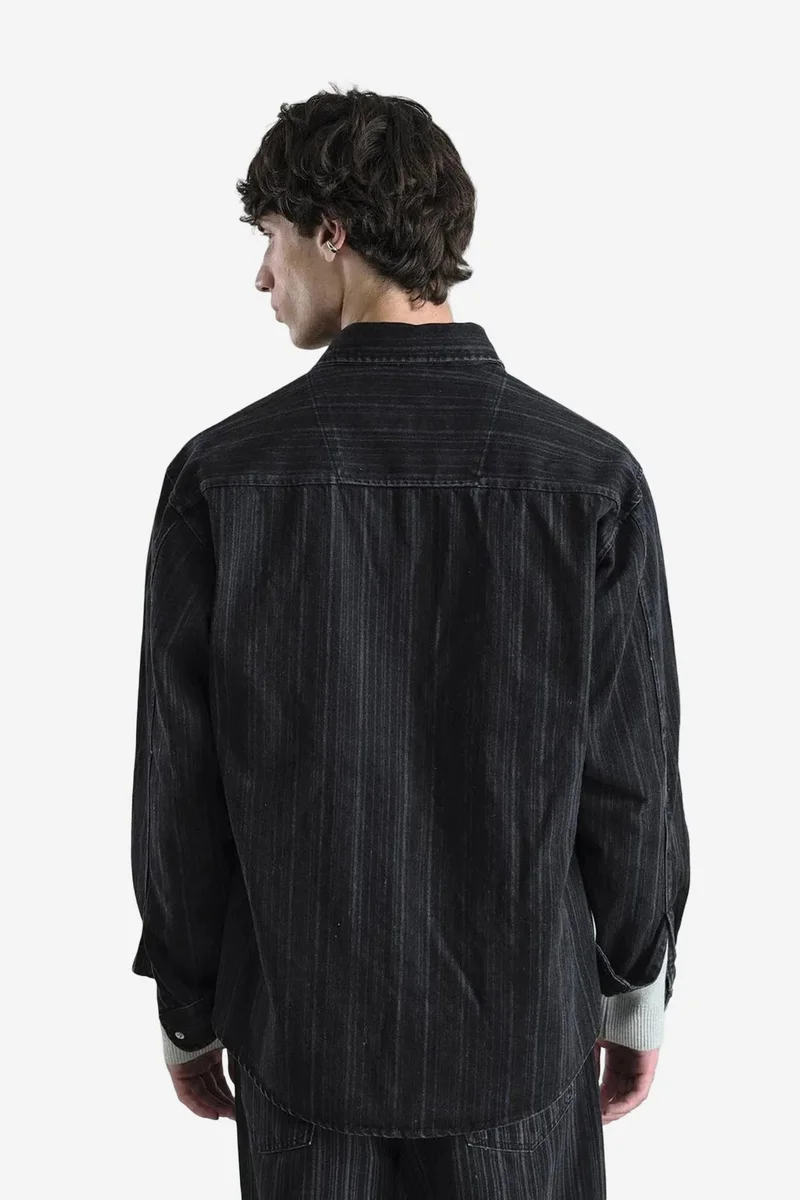 Giesto Black GIESTO Striped Snap-Button Long Sleeve Shirt for Men | Best Price UAE