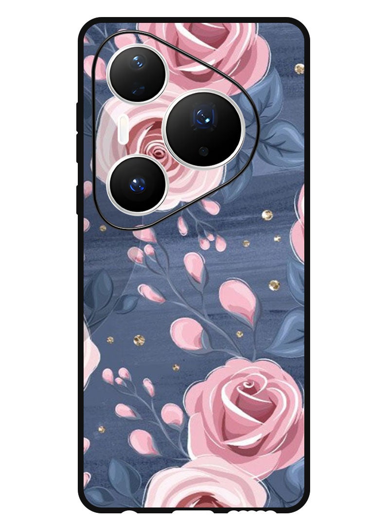 Theodor Case Compatible with Huawei Pura 80 Pro 6.8 Inch Protection Shockproof Bumper Cover Roses & Leaves Pattern - Image 1