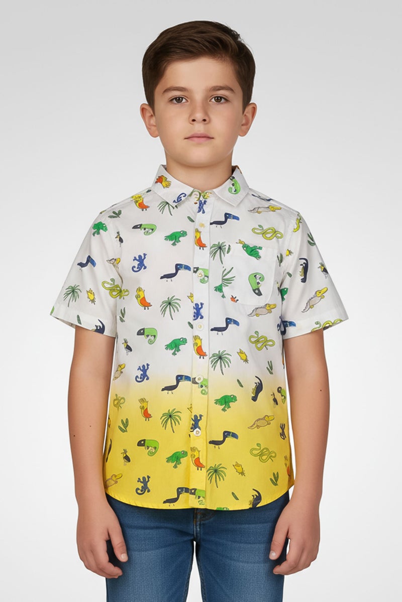 Hamleys قميص قصير الأكمام كاجوال للأطفال الأولاد بتصميم مطبوع بالكامل، متعدد الألوان - Image 1