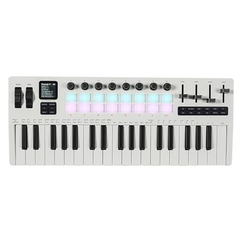 Btuty 37-Key MIDI Keyboard Controller Music Production Controller MIDI Piano Keyboard Drum Pads with 16 RGB Drum Pads 8 Knobs 4 Faders Synthesizer Engine for Music Production - Image 1