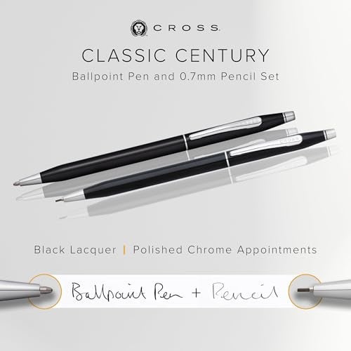 Cross Classic Century Refillable Pen & Pencil Gift Set Presented in a Luxury Gift Box - Medium Point, Black Ink, Black & Chrome - Image 3