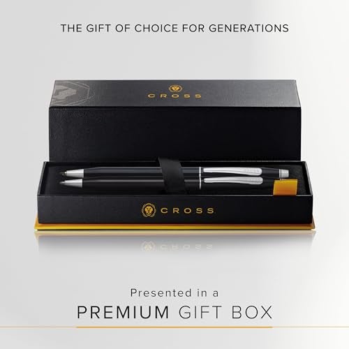 Cross Classic Century Refillable Pen & Pencil Gift Set Presented in a Luxury Gift Box - Medium Point, Black Ink, Black & Chrome - Image 5