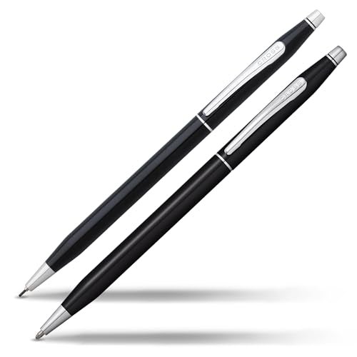 Cross Classic Century Refillable Pen & Pencil Gift Set Presented in a Luxury Gift Box - Medium Point, Black Ink, Black & Chrome - Image 1