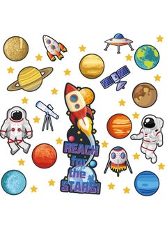 Marspark 42 Pcs Outer Space Bulletin Board Decoration Space Themed Classroom Decor Planet Astronaut Rocket Reach For The Stars Decor For Classroom Chalkboard Wall Bulletin Board(Space Style)  - Image 1