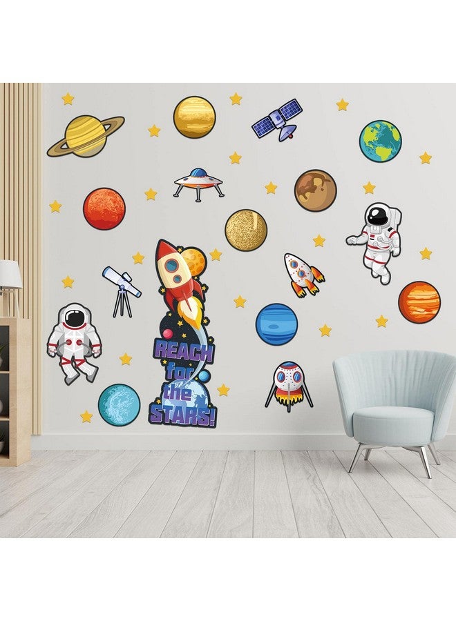 Marspark 42 Pcs Outer Space Bulletin Board Decoration Space Themed Classroom Decor Planet Astronaut Rocket Reach For The Stars Decor For Classroom Chalkboard Wall Bulletin Board(Space Style) - Image 5