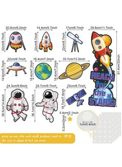 Marspark 42 Pcs Outer Space Bulletin Board Decoration Space Themed Classroom Decor Planet Astronaut Rocket Reach For The Stars Decor For Classroom Chalkboard Wall Bulletin Board(Space Style)  - Image 2