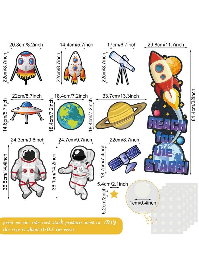 Marspark 42 Pcs Outer Space Bulletin Board Decoration Space Themed Classroom Decor Planet Astronaut Rocket Reach For The Stars Decor For Classroom Chalkboard Wall Bulletin Board(Space Style) - Image 2