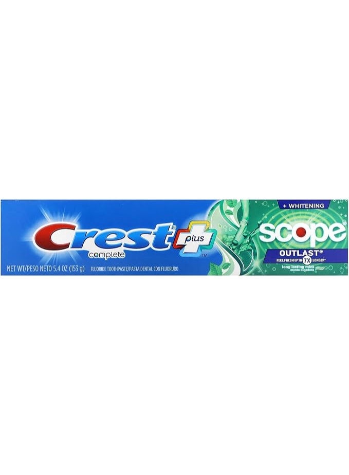 Crest Plus, Scope, Outlast + Whitening, Anticavity Fluoride Toothpaste, Mint, 5.4 oz (153 g) - Image 2