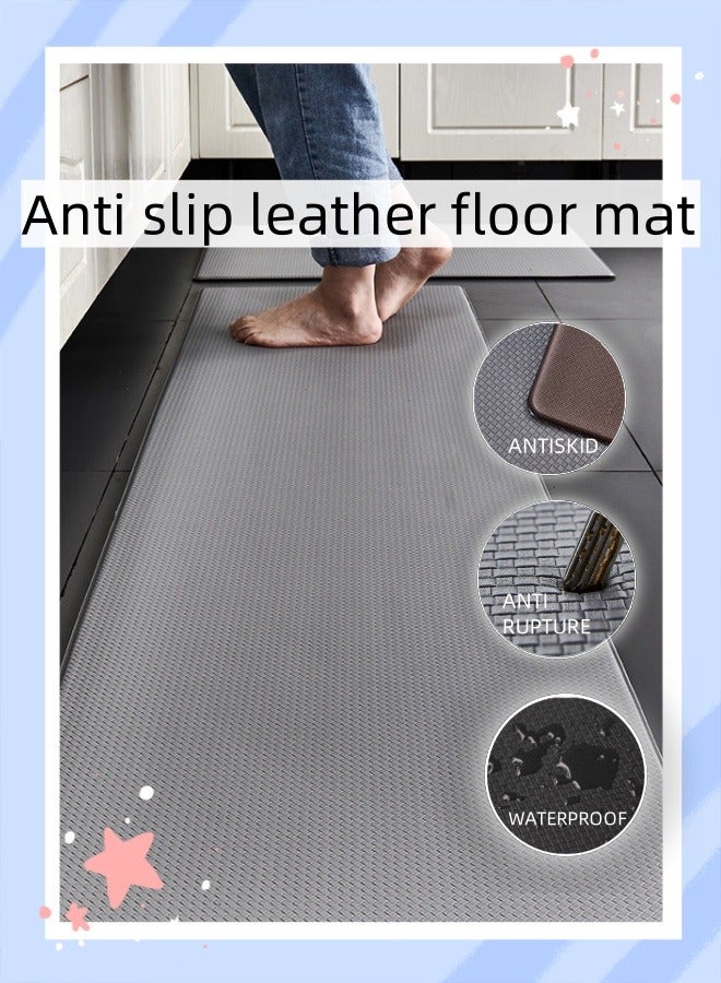 Kitchen Floor Mats，Ergonomic Comfort Leather With Rubber Sole Kitchen Standing Foam Mat ，Anti-Fatigue Kitchen Mat，Anti-Slip And Waterproof Pvc Household Office Sink - Image 1