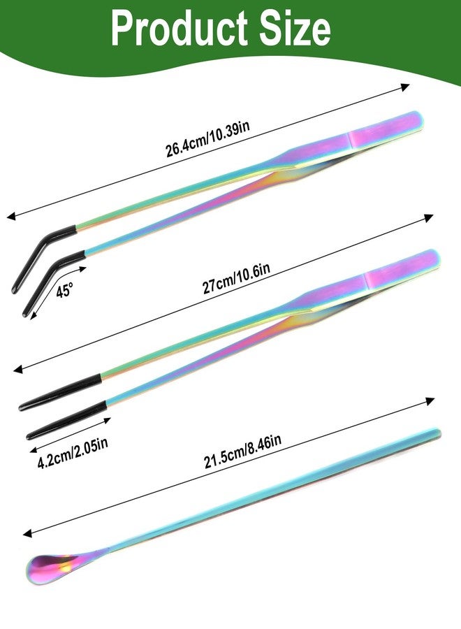 LveSunny 3PCS Stainless Steel Reptile Feeding Tongs, Reptile Tweezers Set with 10.6" Straight & Curved Rubber Tips, Feeding Tongs for Reptiles and Feeding Accessories for Aquarium & Terrarium - Image 2
