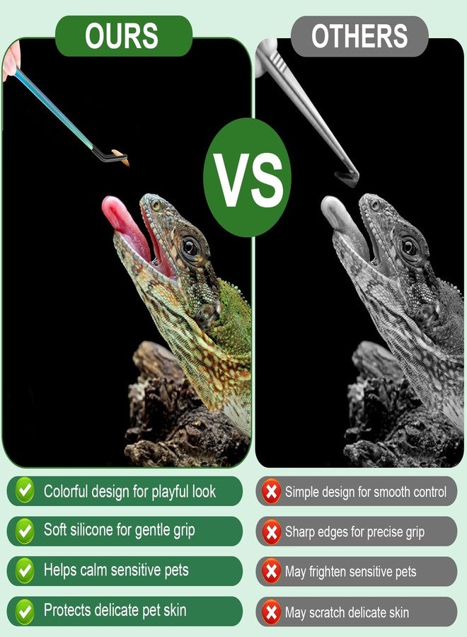 LveSunny 3PCS Stainless Steel Reptile Feeding Tongs, Reptile Tweezers Set with 10.6" Straight & Curved Rubber Tips, Feeding Tongs for Reptiles and Feeding Accessories for Aquarium & Terrarium - Image 4