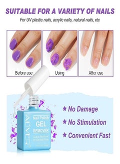 ALIVER Professional Gel Nail Polish Remover with Cuticle Pusher & Nail File Buffer Quick & Easy Remove Gel Polish In 2-3 Minutes No Soaking or Wrapping  - Image 3