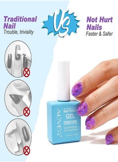 ALIVER Professional Gel Nail Polish Remover with Cuticle Pusher & Nail File Buffer Quick & Easy Remove Gel Polish In 2-3 Minutes No Soaking or Wrapping  - Image 4