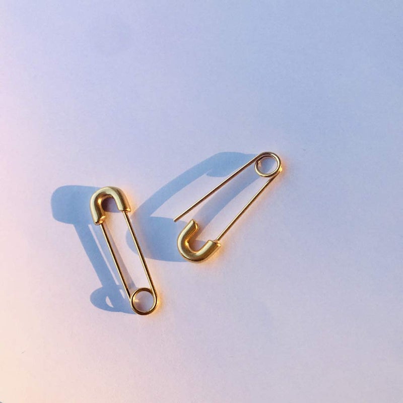 Dtja Punk Safety Pin Cartilage for Women Stainless Steel Minimalist Hoop Earrings Personalized Dangle Drop Fashion Hypoallergenic Jewelry Gifts 33mm (Gold-Tone) - Image 4