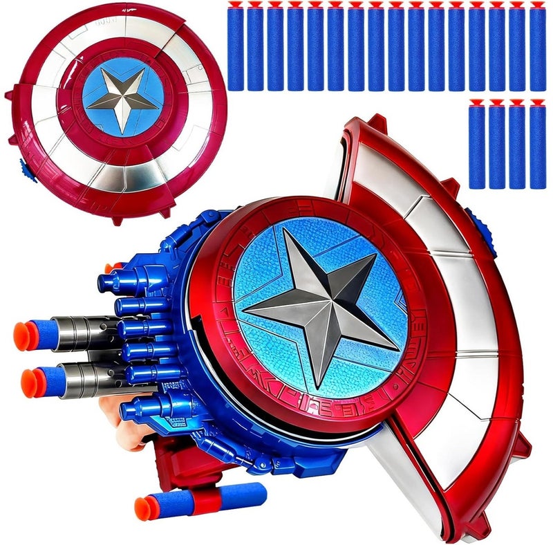 Captain America لعبة درع البطل الخارق "الكابتن" | مسدس ألعاب للأطفال يعمل بالرغوة | ألعاب مسابقات الرماية | هدية للعطلات والمناسبات | مثالية للعب الأدوار وحفلات الهالوين والعيد | عبوات هدايا جماعية متنوعة للحفلات - Image 1