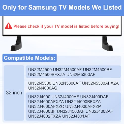 Maozhren TV Stand Legs for Samsung TV Legs, Only for UN32J4000AF UN32M4500BF UN32M4500 UN32J4000 UN32N5300 UN32J400DAF UN32M4500AF UN32N5300AF UN32J4500AF UN32J4002AF for Samsung TV Stand Legs with Screws - Image 2