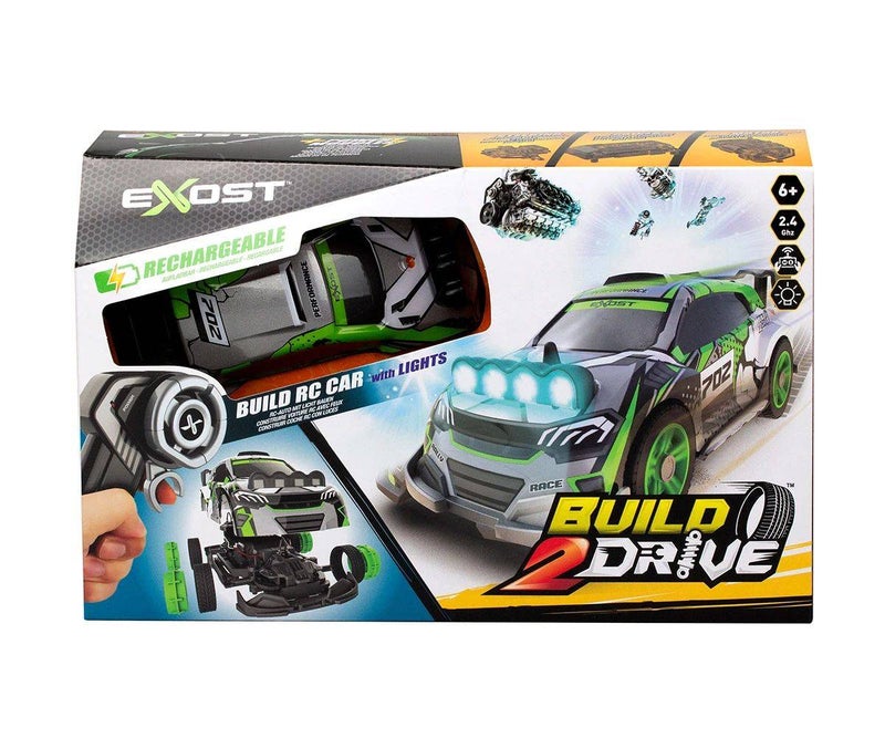 Exost Build-2-Drive Buildable Rally Spotlights RC Car (2.4 GHz, Green) - Image 1