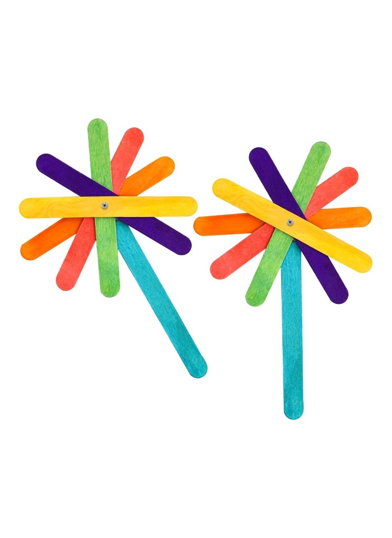 MARKQ - Colored Popsicle Sticks 6 inches Wooden Craft Sticks for Ice Cream, Lollipop, Waxing, Resin Stirring, Kids Art Supplies (50 Pieces) - Image 1