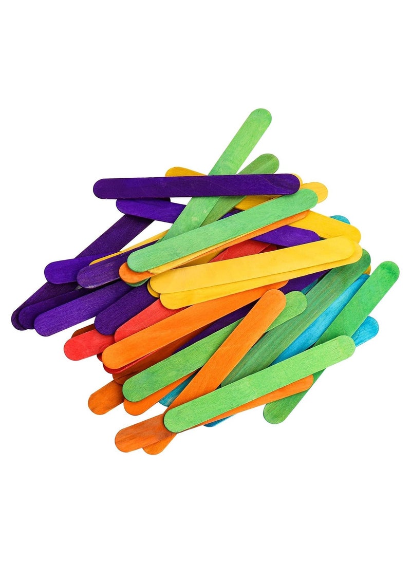 MARKQ - Colored Popsicle Sticks 6 inches Wooden Craft Sticks for Ice Cream, Lollipop, Waxing, Resin Stirring, Kids Art Supplies (50 Pieces) - Image 1