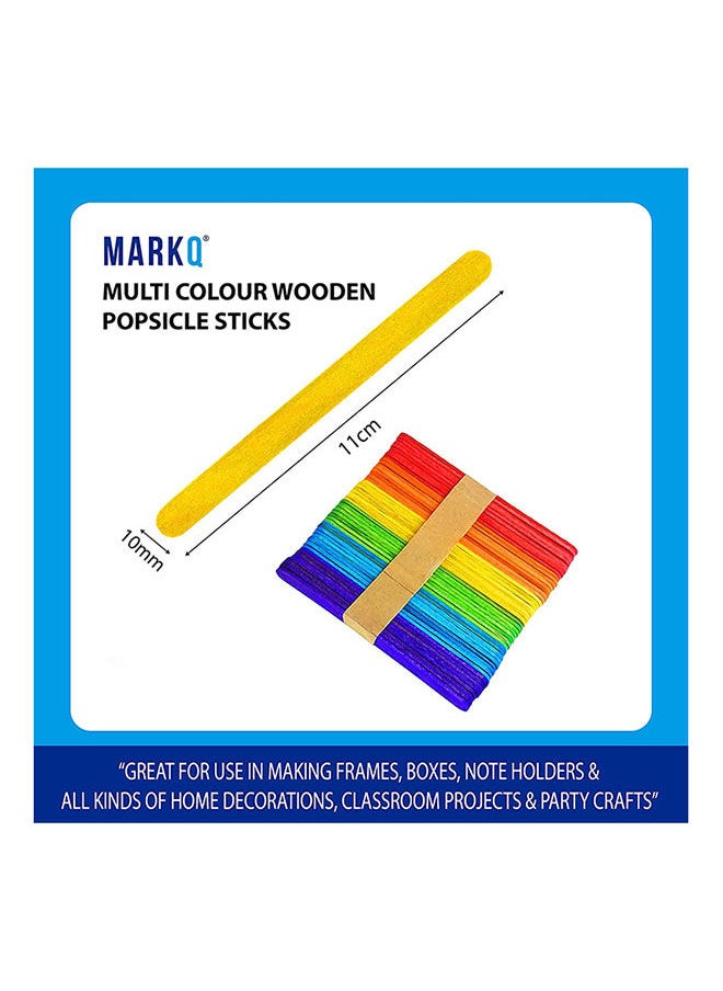 MARKQ - Colored Popsicle Sticks 6 inches Wooden Craft Sticks for Ice Cream, Lollipop, Waxing, Resin Stirring, Kids Art Supplies (50 Pieces) - Image 1