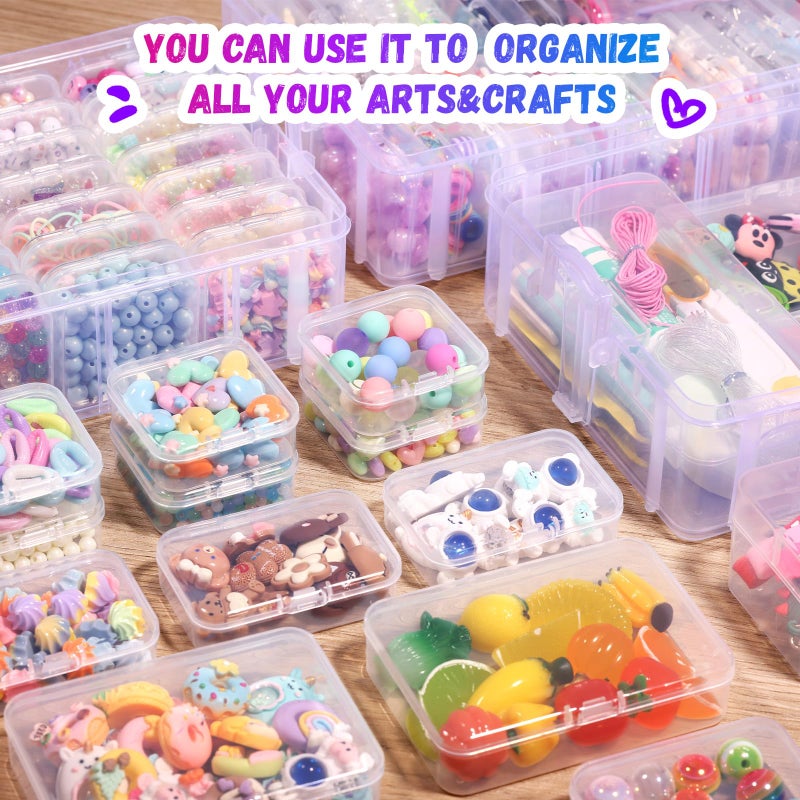 Funtopia Bead Organizers and Storage, 56 Pcs Small Plastic Containers with Lids and 3-Tier Stackable Storage Box, Mini Clear Organizers for Jewelry Toys Craft Storage (4 Sizes) - Image 4
