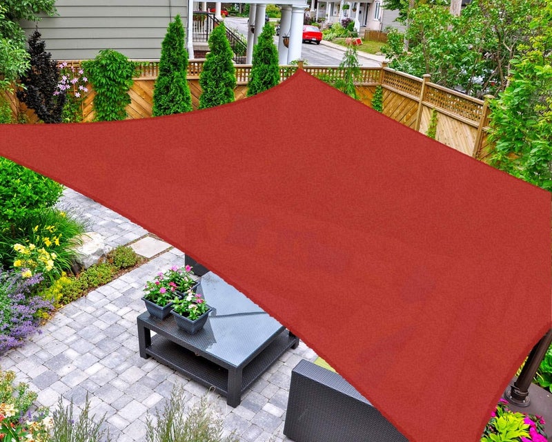 شراع ظل شمسي من Abba Patio مستطيل 12 × 16 قدم، مظلة حجب الأشعة فوق البنفسجية للحديقة الخلفية والعشب والأنشطة الخارجية، لون تراكوتا - Image 1