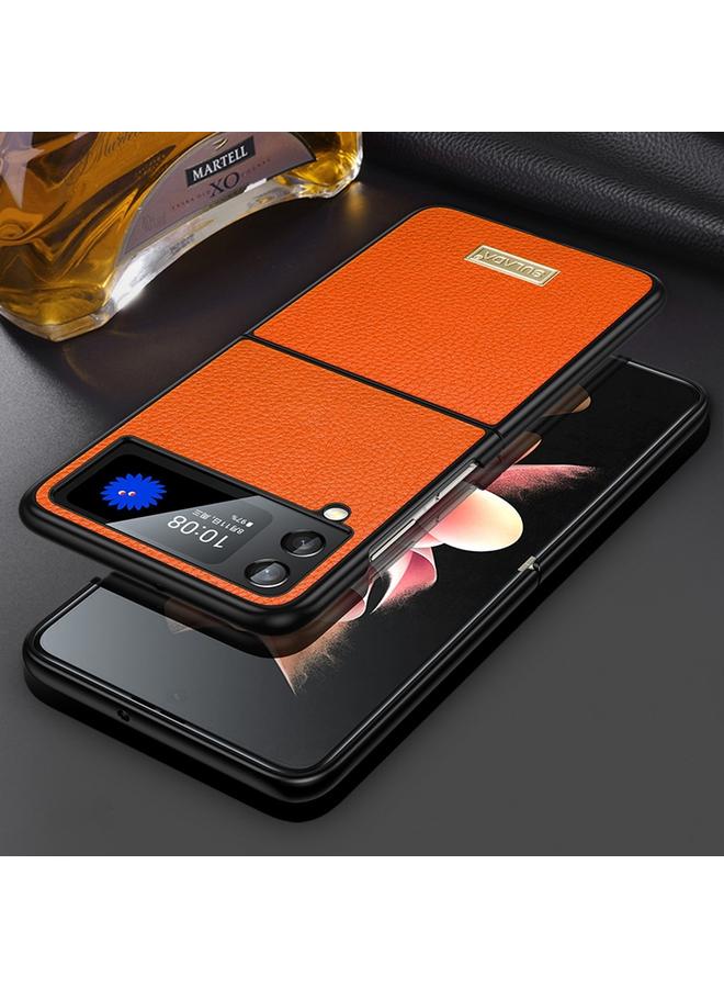 The Bros Case For Samsung Galaxy Z Flip4 Shockproof TPU + Handmade Leather Phone Case