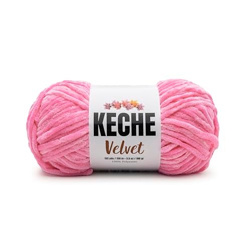 Keche Velvet Yarn for Crocheting, Soft Chenille Bulky Baby Blanket Amigurumi Yarn 100 gr (132 yds) - Baby Pink - Image 1