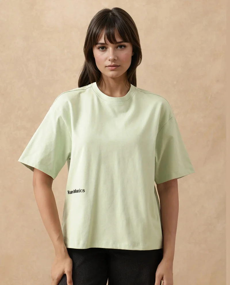 Rareism Women's Pastel Green Printed T-Shirt