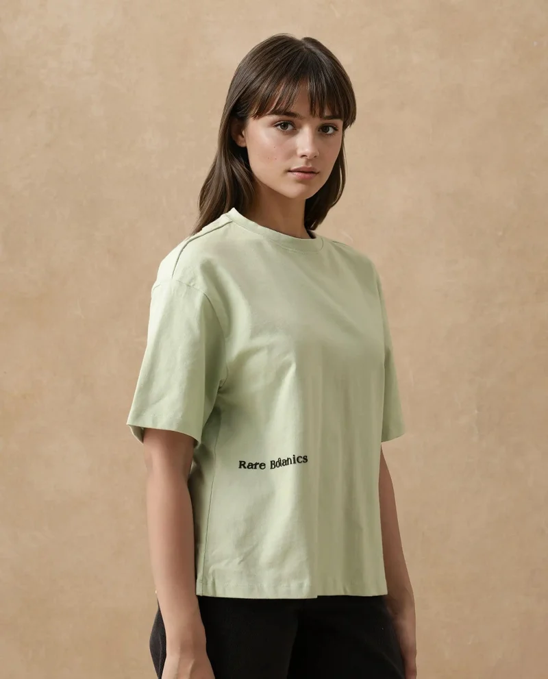 Rareism Women's Pastel Green Printed T-Shirt