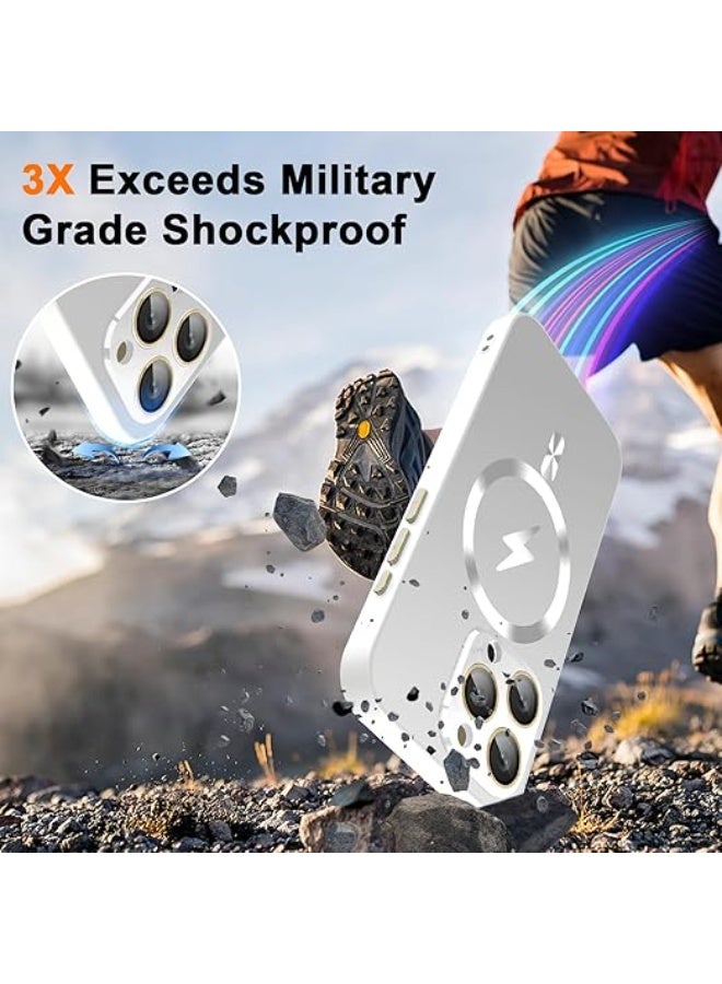 Compatible with Magnetic for iPhone 15 Pro Max Case, Built-in Camera Lens Protector, Compatible with MagSafe, Slim AG Matte Phone Case [Military-Grade Protection] Silicone Cover, Titanium Gray - Image 2