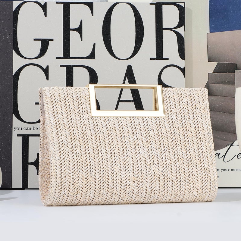 LUI SUI Top Handle Straw Clutch for Women Summer Clutch Straw Evening Bag Raffia Crossbody Purses Woven Beach Clutch - Image 2
