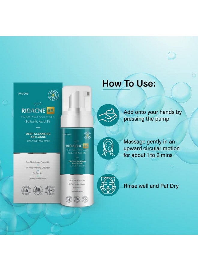 RIDACNE Sa Foaming Face Wash-Salicylic Acid 2% For Moderate And Severe Acne, Deep Cleansing Anti-Acne Daily Use Face-Wash | Moisture Enriched Formula 100Ml - Image 5