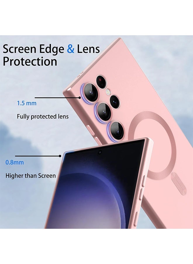 Magnetic case for Samsung Galaxy S24 Ultra Phone Case for Women/Men Matte Luxury Soft Metallic Luster Design  Shockproof Anti-Scratch Phone Case 6.8" -Pink - Image 3