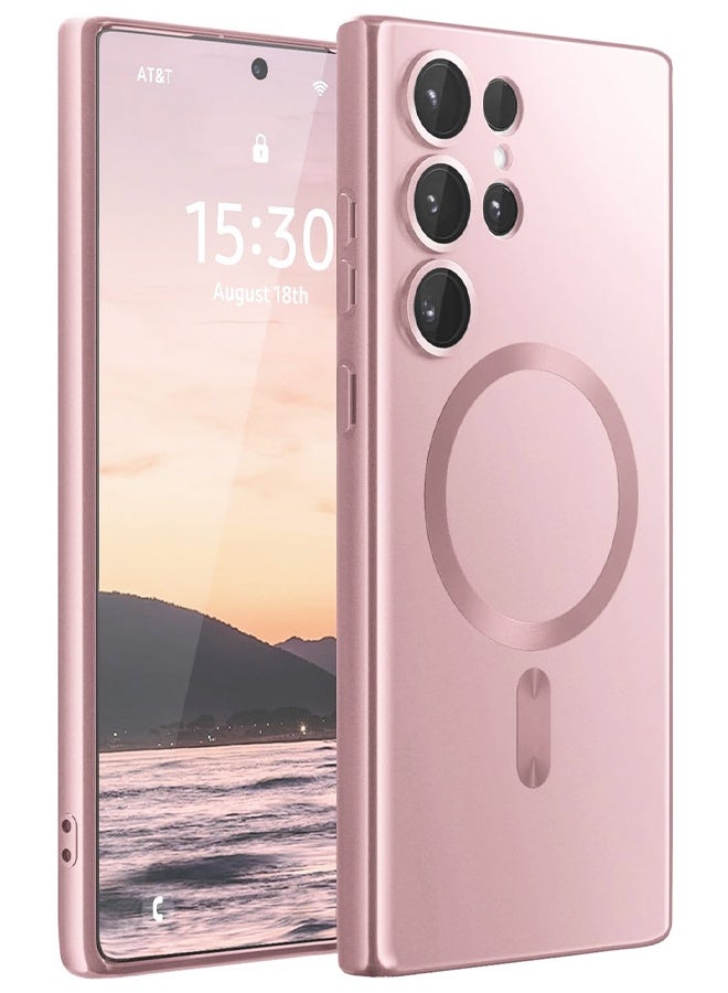 Magnetic case for Samsung Galaxy S24 Ultra Phone Case for Women/Men Matte Luxury Soft Metallic Luster Design  Shockproof Anti-Scratch Phone Case 6.8" -Pink - Image 1