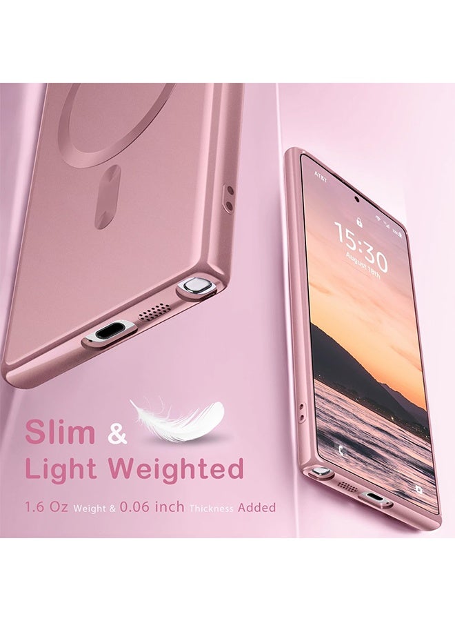 Magnetic case for Samsung Galaxy S24 Ultra Phone Case for Women/Men Matte Luxury Soft Metallic Luster Design  Shockproof Anti-Scratch Phone Case 6.8" -Pink - Image 5