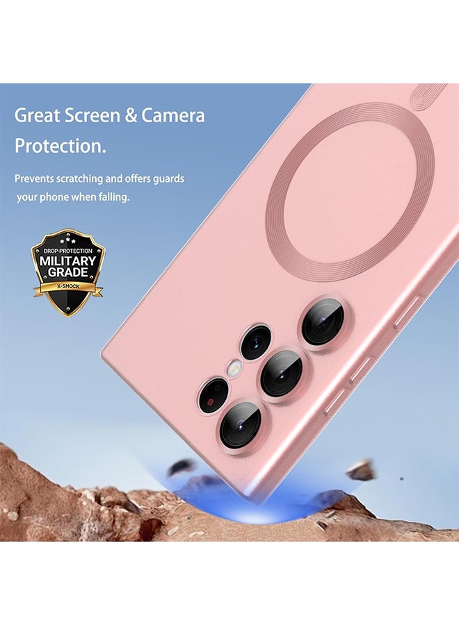 Magnetic case for Samsung Galaxy S24 Ultra Phone Case for Women/Men Matte Luxury Soft Metallic Luster Design  Shockproof Anti-Scratch Phone Case 6.8" -Pink - Image 4