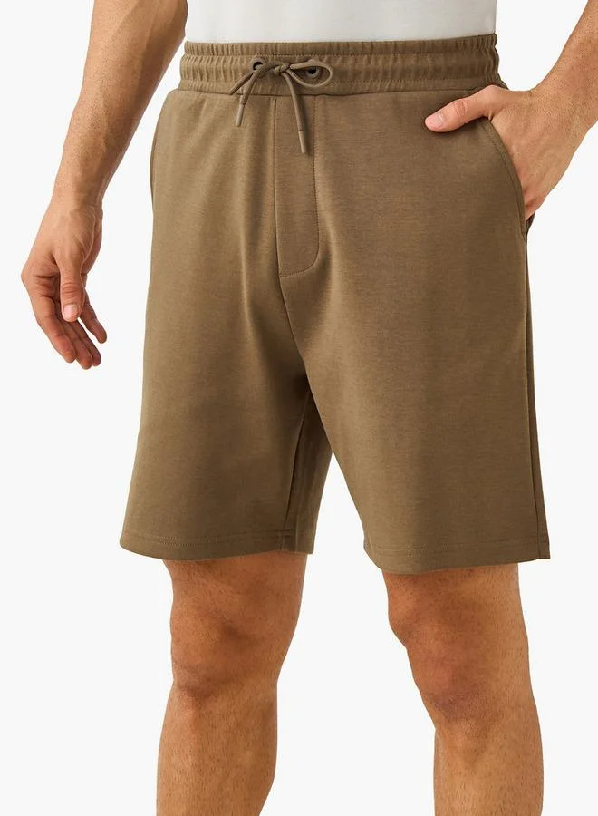 Regular Fit Scuba Shorts with Drawstring Closure and Pockets