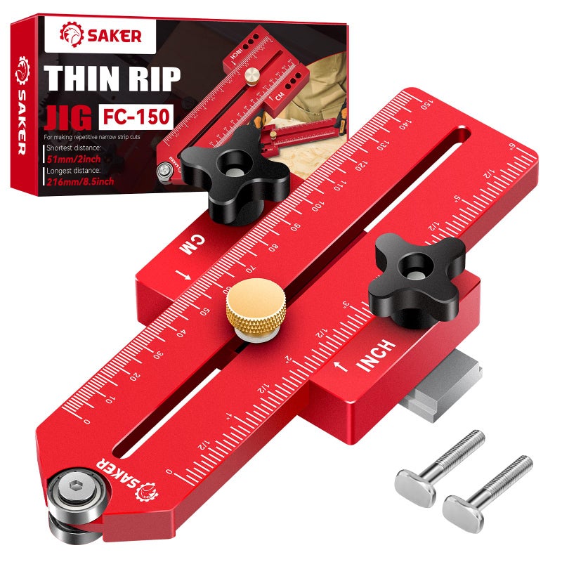 Saker Thin Rip Jig Table Saw Jig Guide, Making Repetitive Narrow Strip Cuts, Fit for 3/4" x 3/8" Slots, for Table Saw Band Saw Router Table - Image 1
