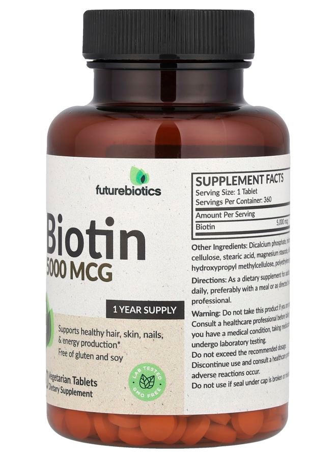 Futurebiotics Biotin  5000 mcg 360 Vegetarian Tablets - Image 2