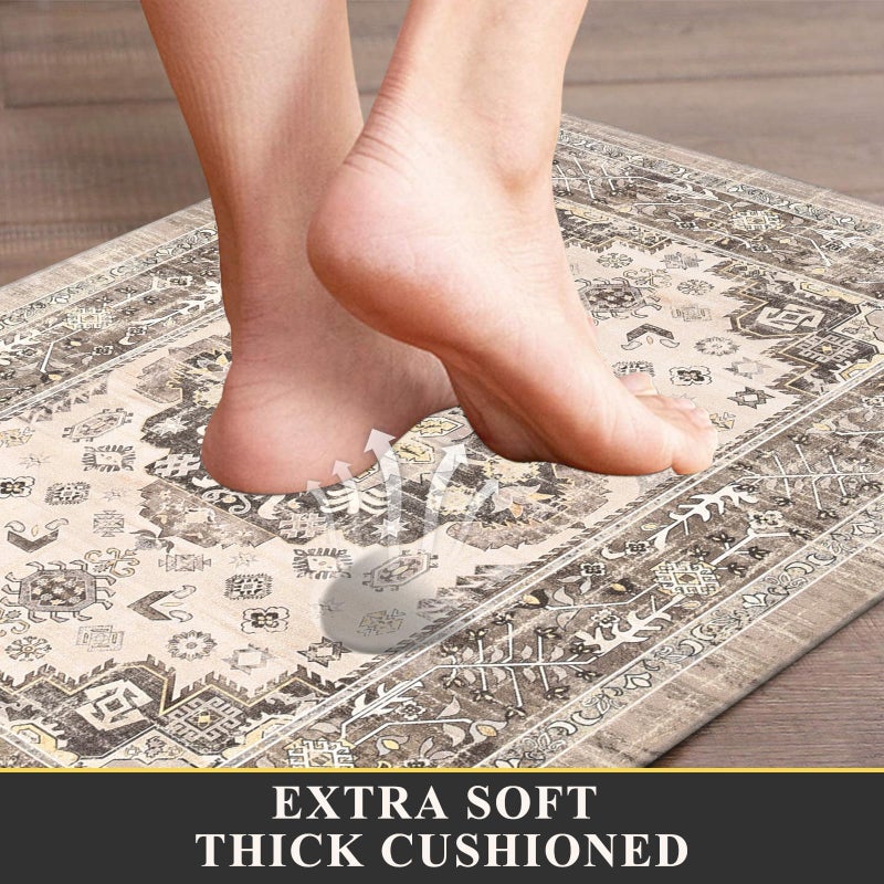 Pauwer Anti Fatigue Kitchen Mat Set of 2 Non Slip Kitchen Mats for Floor Cushioned Kitchen Rugs Comfort Standing Mat Farmhouse Waterproof PVC Foam Kitchen Floor Mat Runner - Image 3