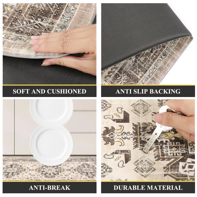 Pauwer Anti Fatigue Kitchen Mat Set of 2 Non Slip Kitchen Mats for Floor Cushioned Kitchen Rugs Comfort Standing Mat Farmhouse Waterproof PVC Foam Kitchen Floor Mat Runner - Image 5